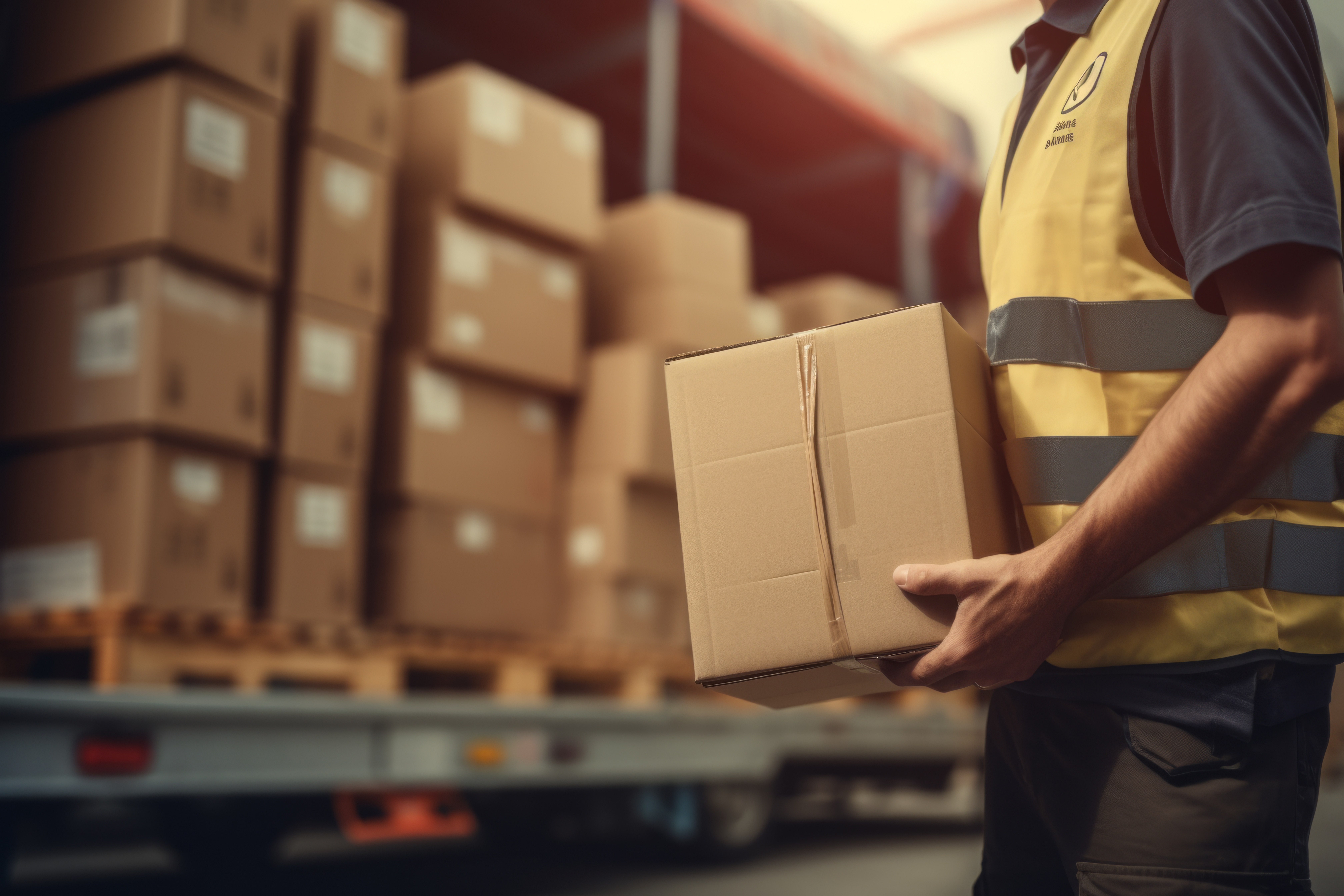 Logistics shipment man foreman guy warehouse worker loader deliver person sorting large-scale cardboard boxes delivery center retail goods working process postal service distribution center parcels