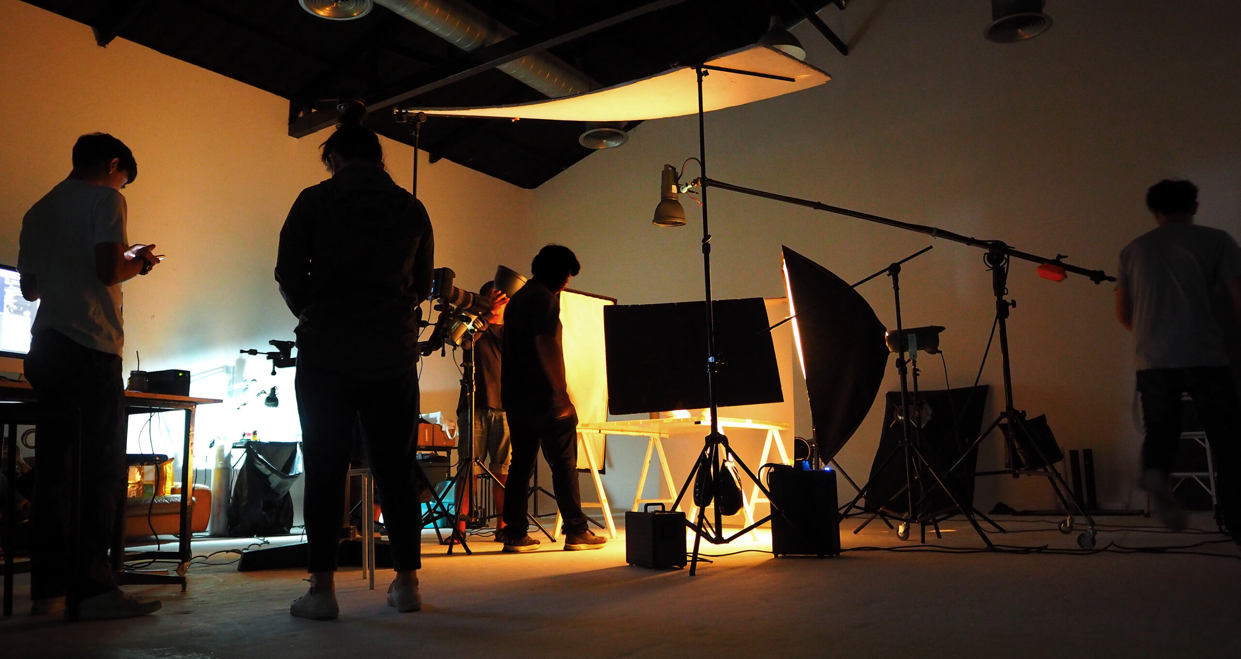 Production team shooting some video movie.
